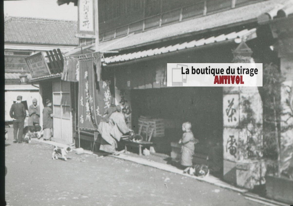 Yokohama, Asie, Japon, photo plaque verre, noir & blanc, positif 8,5x10 cm