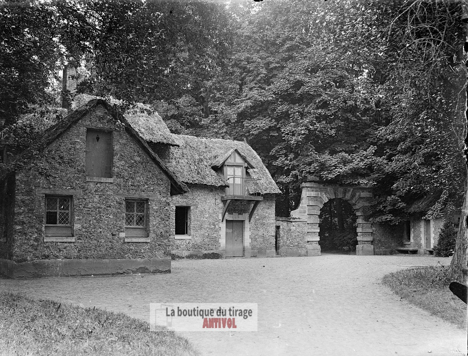 Domaine de Trianon, Versailles, plaque verre, photo ancienne, négatif 9x12 cm