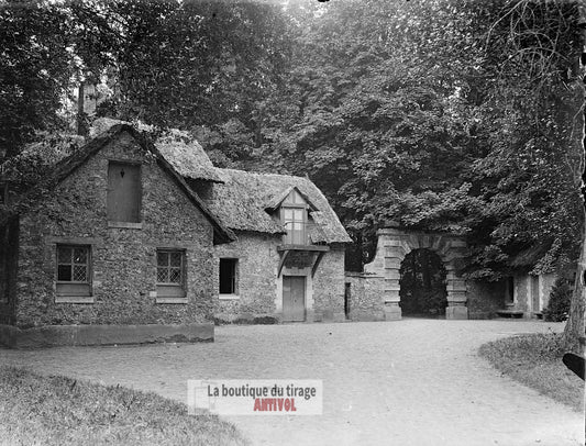 Domaine de Trianon, Versailles, plaque verre, photo ancienne, négatif 9x12 cm