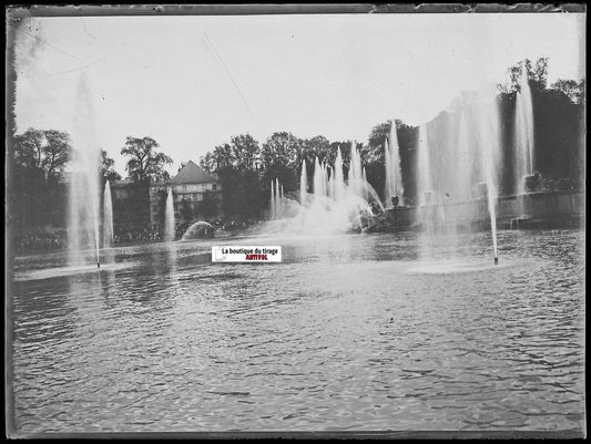 Bassin de Neptune, Versailles, Plaque verre photo, négatif noir & blanc 9x12 cm