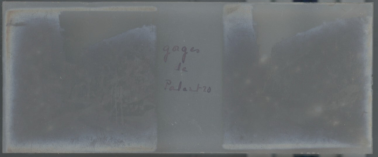 Gorges Palestro Algérie, Plaque verre stéréo, positif noir & blanc 4,5x10,7 cm