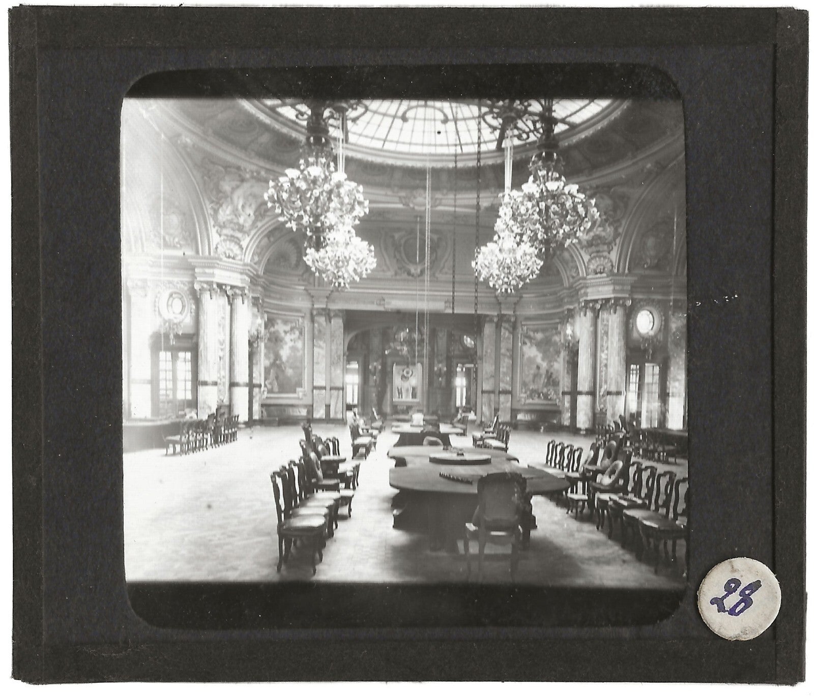 Monte-Carlo, salle de jeux, photo ancienne plaque de verre, positif 8,5x10 cm