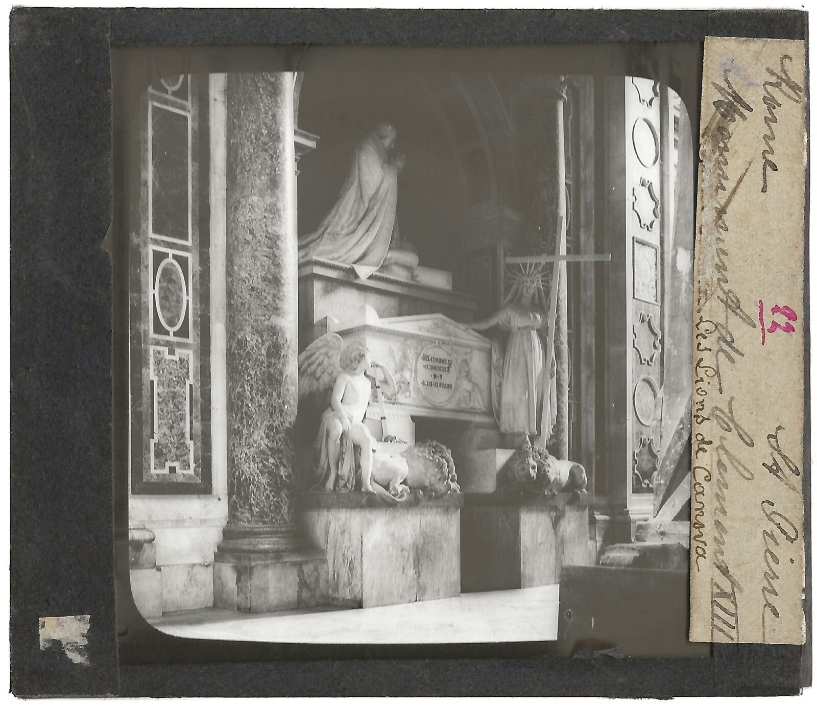Tombeau Clément XIII, Rome, Italie, photo plaque de verre, positif 8,5x10 cm