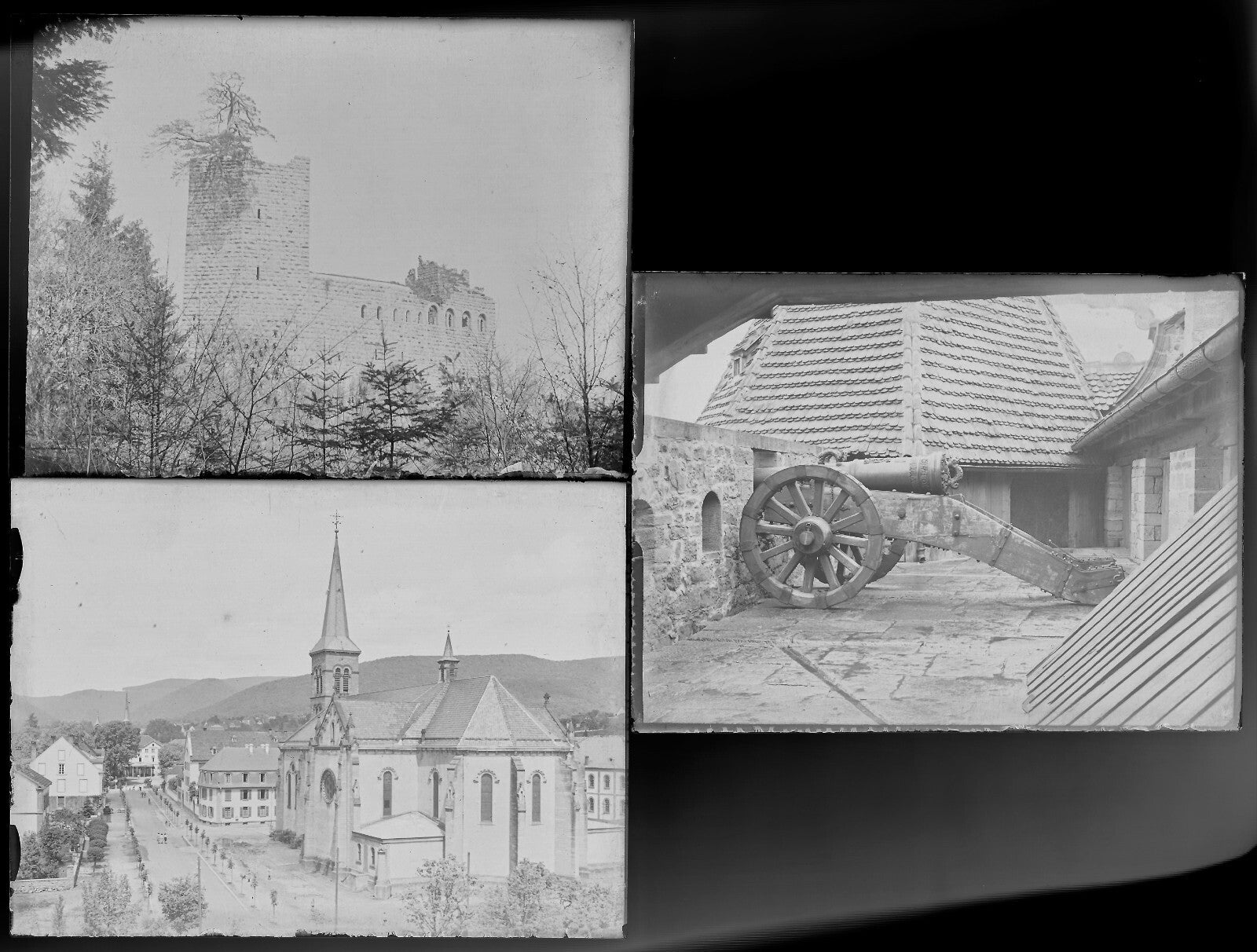 Alsace, France, architecture, boîte photo plaque verre, lot 12 négatifs 9x12 cm