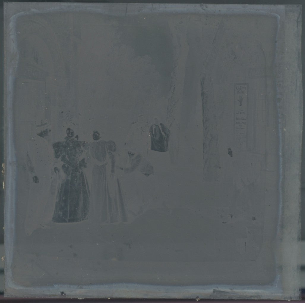 Les Deux Gosses, théâtre, photo ancienne plaque verre, noir & blanc, 8,4x8,4 cm