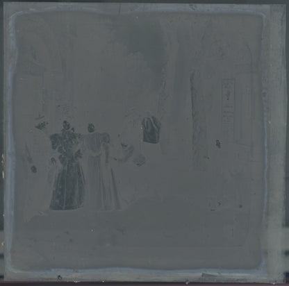 Les Deux Gosses, théâtre, photo ancienne plaque verre, noir & blanc, 8,4x8,4 cm