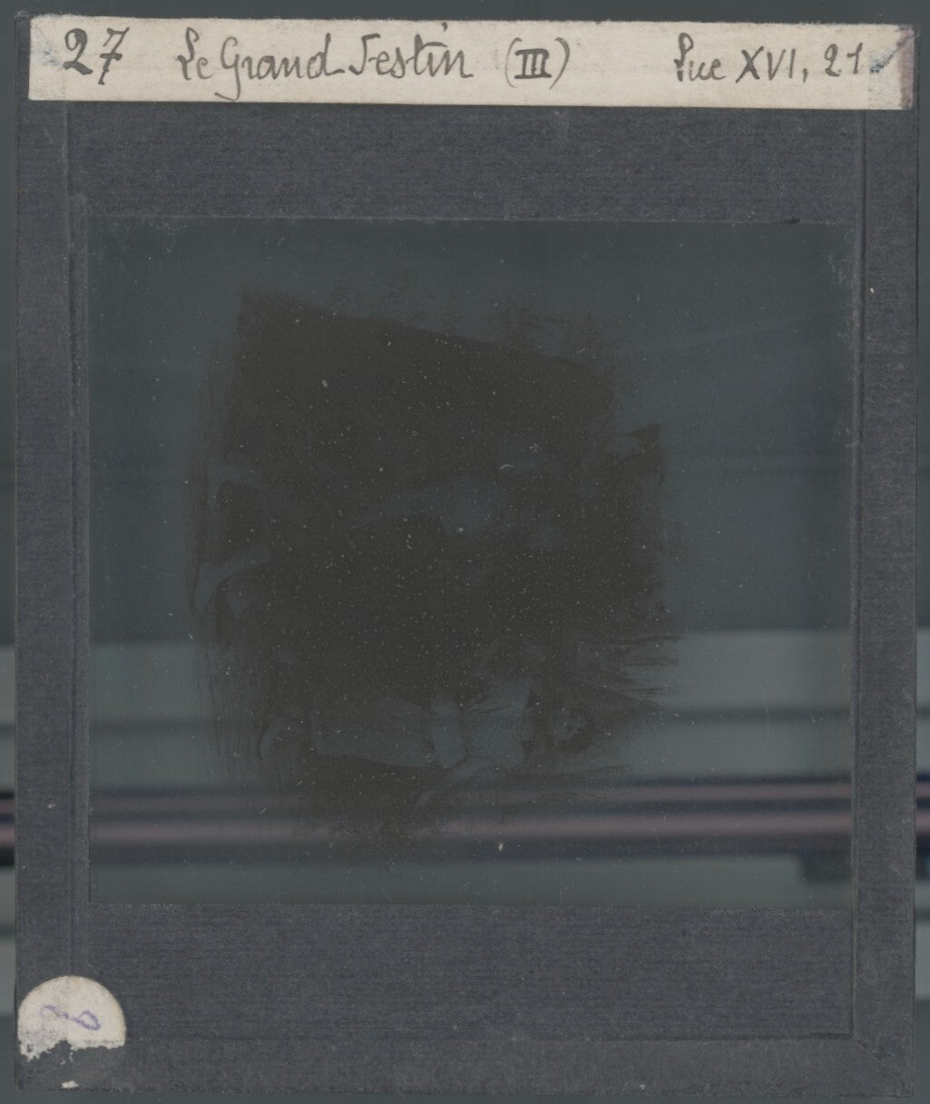 Luc, scène religieuse, dessin peinture plaque de verre, positif 8,5x10 cm