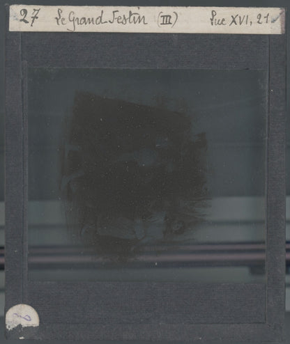 Luc, scène religieuse, dessin peinture plaque de verre, positif 8,5x10 cm