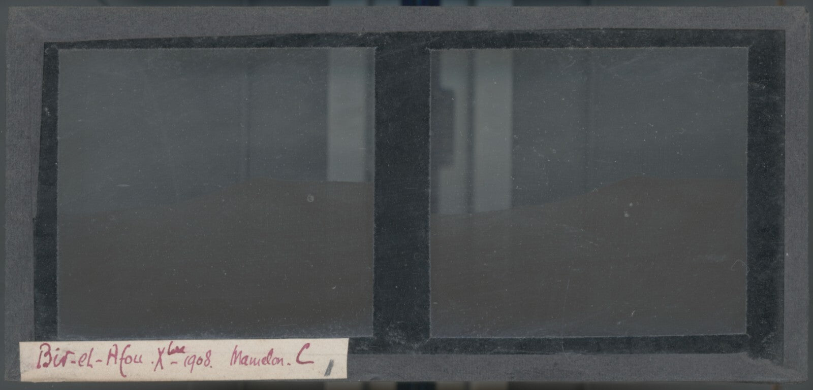 Paysage, Bir el Afou, Tunisie 1908, plaque verre stéréoscopique, positif 7x15 cm