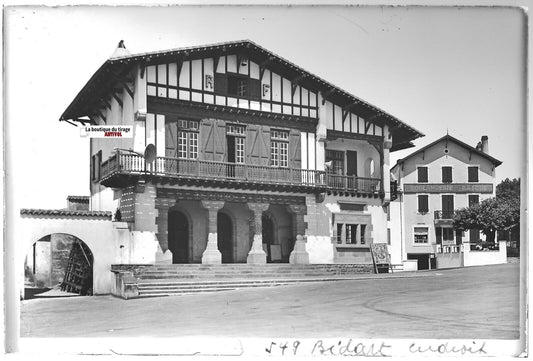 Bidart, Mairie, Plaque verre photo, positif noir & blanc 10x15 cm France