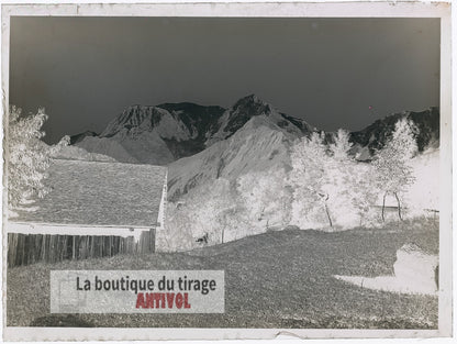 Mont-Blanc, montagne, paysage, plaque verre, photo ancienne, négatif 9x12 cm