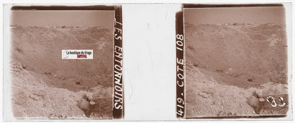 Côte 108, Les Entonnoirs, WW1, plaque verre stéréo, photo ancienne 4,5x10,7 cm