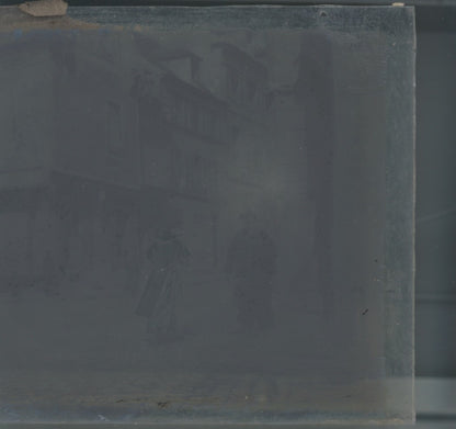 Rue Pasteur, ville, photo ancienne plaque verre, noir & blanc, 8,1x8,7 cm