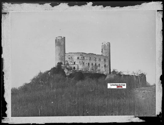 Château de Haut-Andlau, Plaque verre photo, négatif ancien noir & blanc 9x12 cm