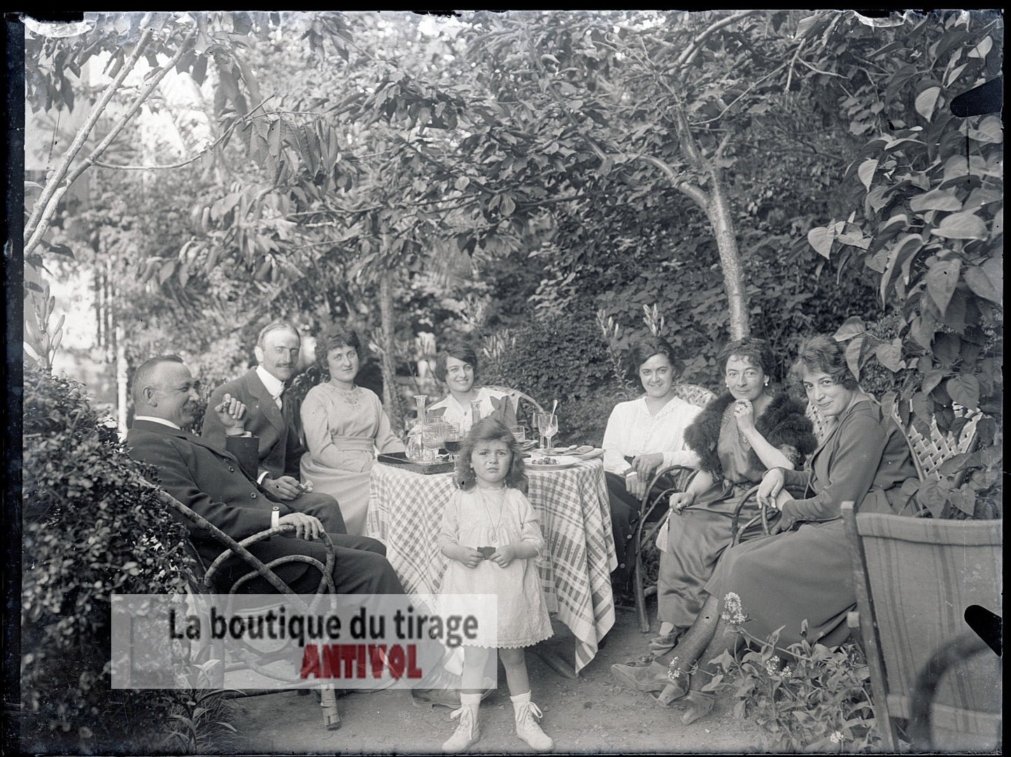 Photo de famille, France, plaque verre, photo ancienne, négatif 9x12 cm