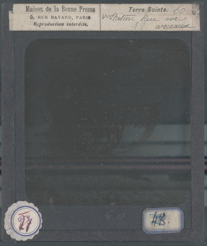 Via Dolorosa, Jérusalem, photo ancienne plaque de verre, positif 8,5x10 cm