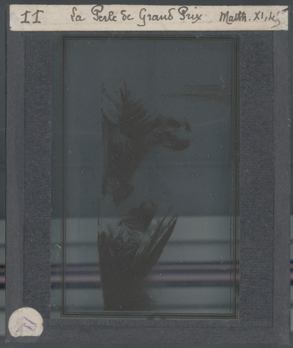 Matthieu, scène religieuse, dessin peinture plaque de verre, positif 8,5x10 cm