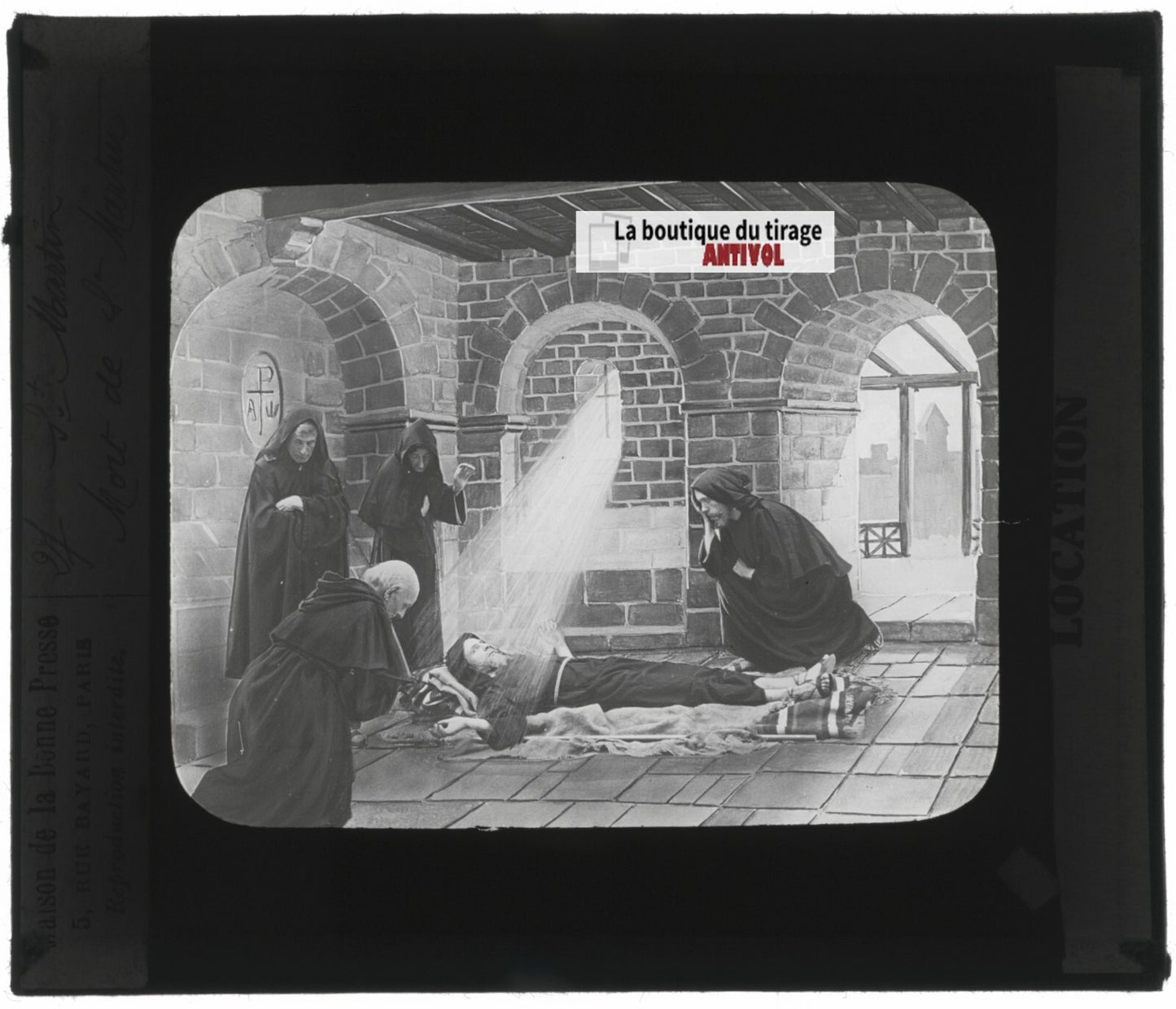 Saint-Martin, photo ancienne plaque verre, noir et blanc, positif 8,5x10 cm