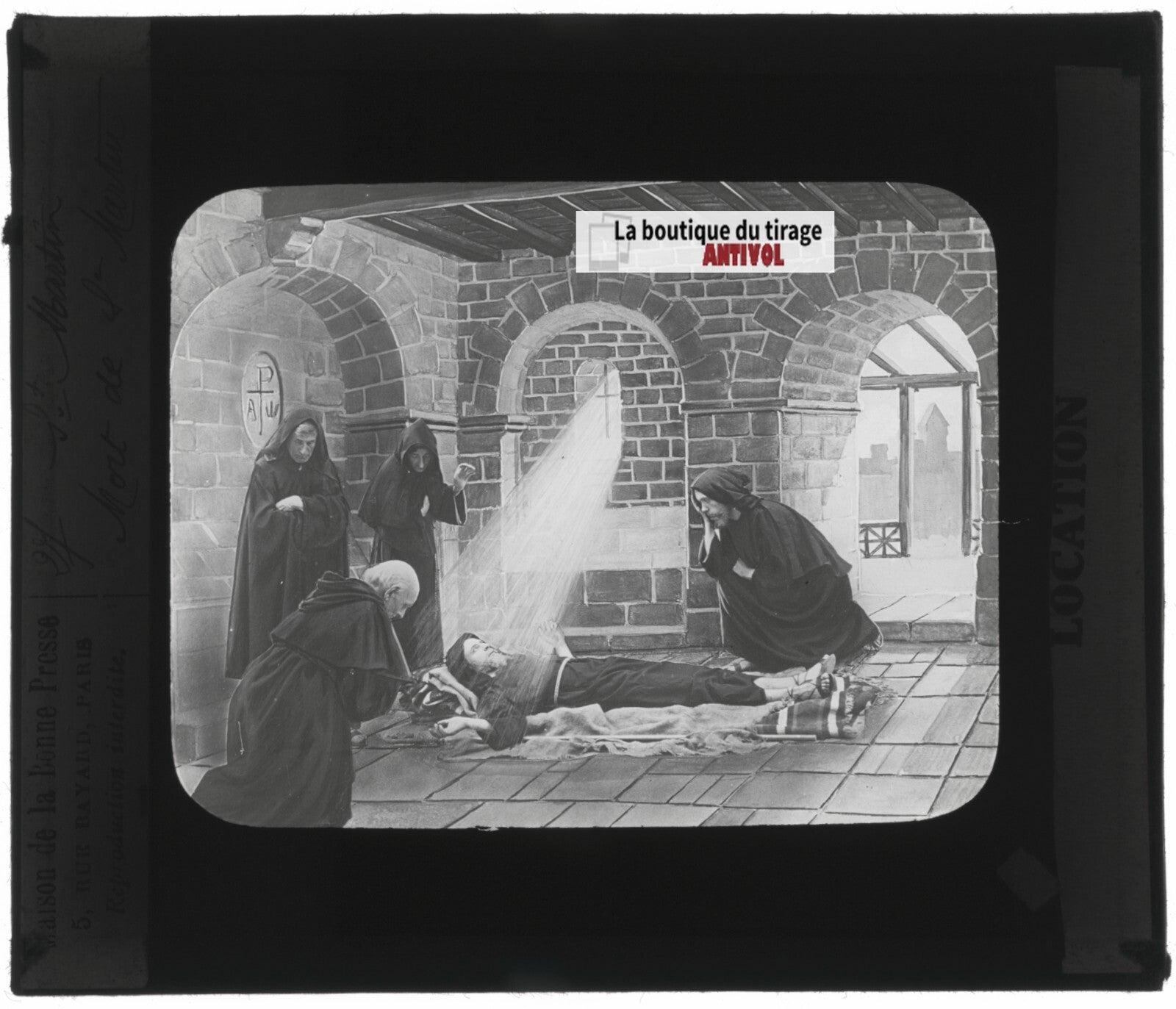 Saint-Martin, photo ancienne plaque verre, noir et blanc, positif 8,5x10 cm