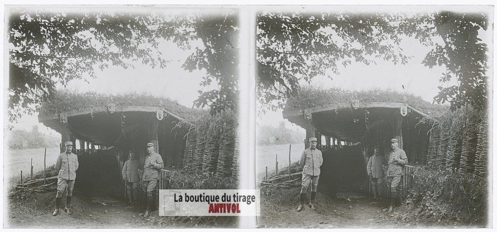 Première ligne, guerre WW1, plaque verre photo ancienne stéréo 6x13 cm