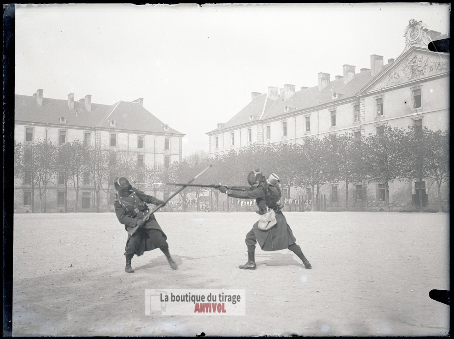 Caserne Thiry, Nancy, soldats WW1, plaque verre, photo, négatif 9x12 cm