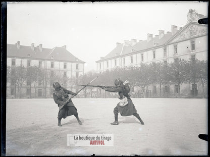 Caserne Thiry, Nancy, soldats WW1, plaque verre, photo, négatif 9x12 cm
