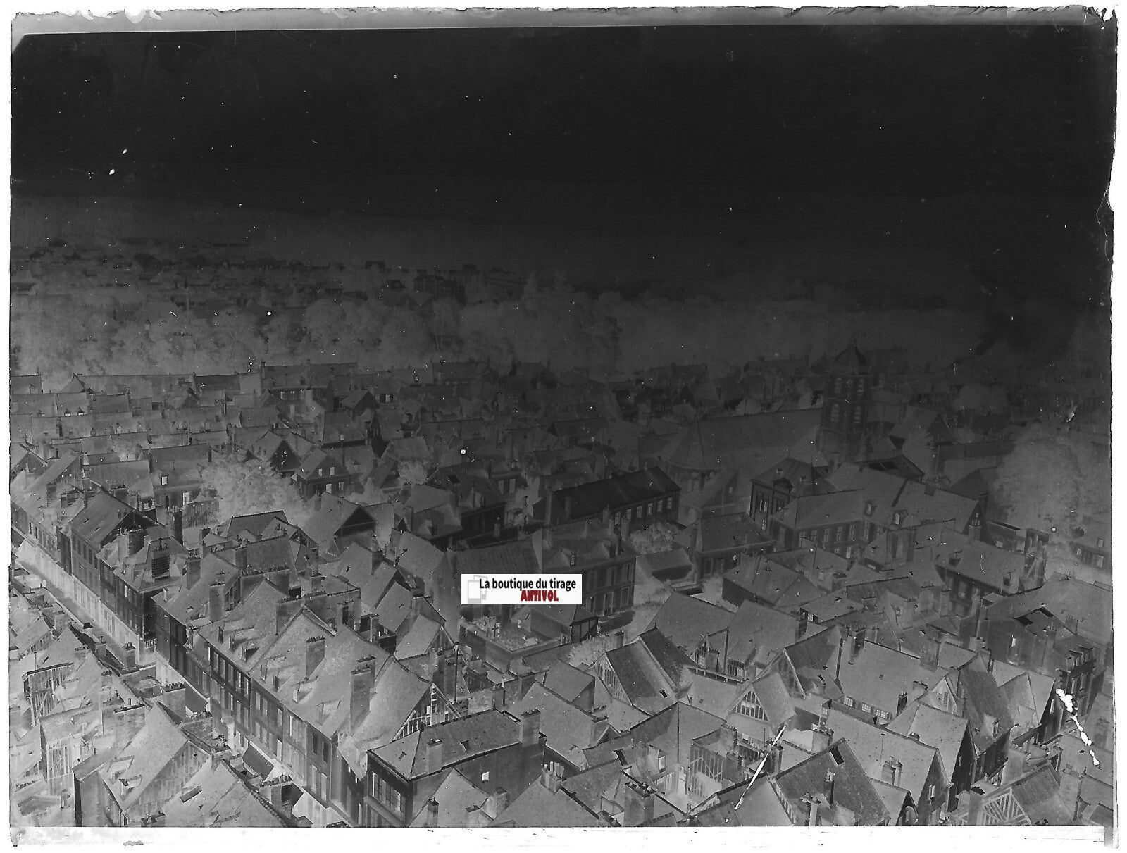 Ville à situer, rue, Plaque verre photo ancienne, négatif noir & blanc 9x12 cm