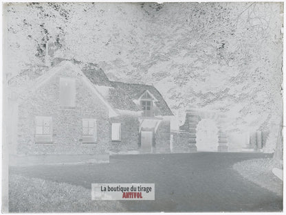 Domaine de Trianon, Versailles, plaque verre, photo ancienne, négatif 9x12 cm