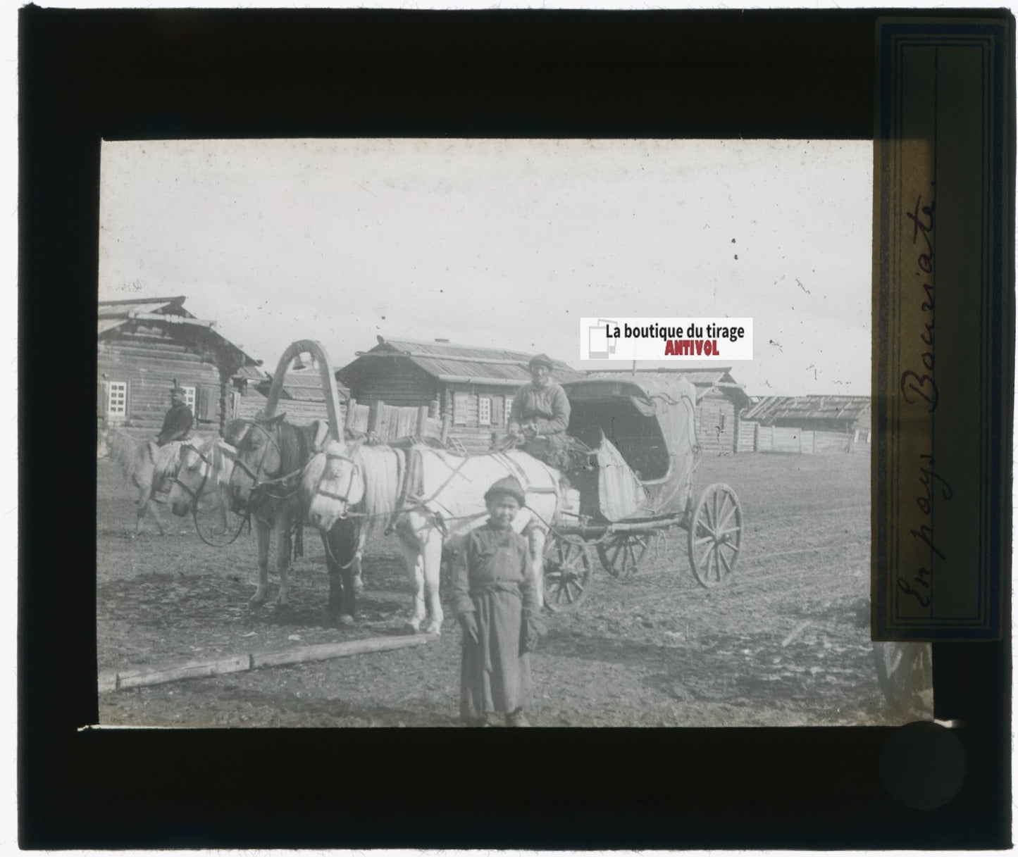 Bouriatie, Russie, photo plaque verre, noir & blanc, positif 8,5x10 cm