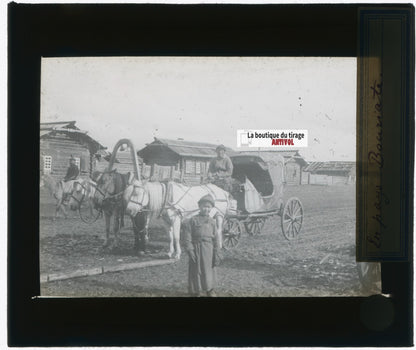 Bouriatie, Russie, photo plaque verre, noir & blanc, positif 8,5x10 cm