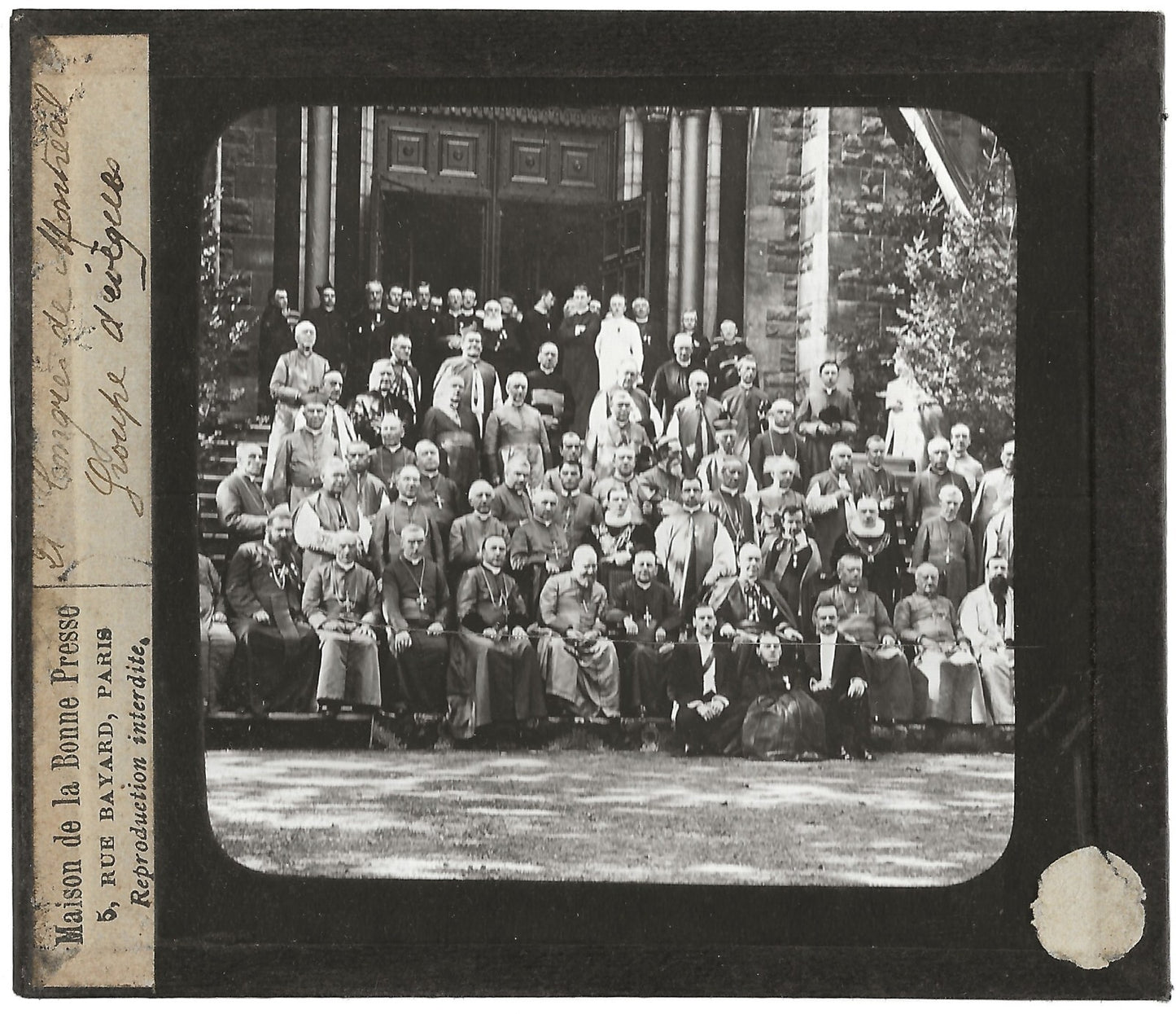 Groupe d'évêques, Montréal, photo ancienne plaque de verre, positif 8,5x10 cm