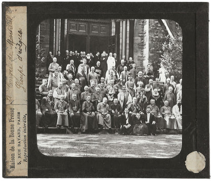 Groupe d'évêques, Montréal, photo ancienne plaque de verre, positif 8,5x10 cm