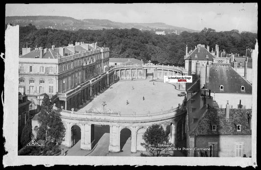 Plaque verre photo, négatif noir & blanc 9x14 cm, Place de la Carrière, Nancy