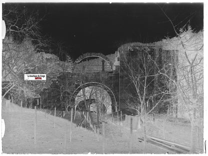 Abbaye, Niedermunster, Plaque verre photo, négatif ancien noir & blanc 9x12 cm