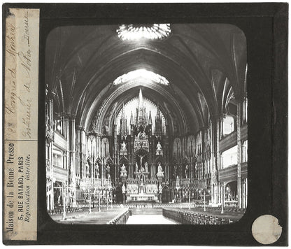 Basilique Notre-Dame de Montréal, photo plaque de verre, positif 8,5x10 cm