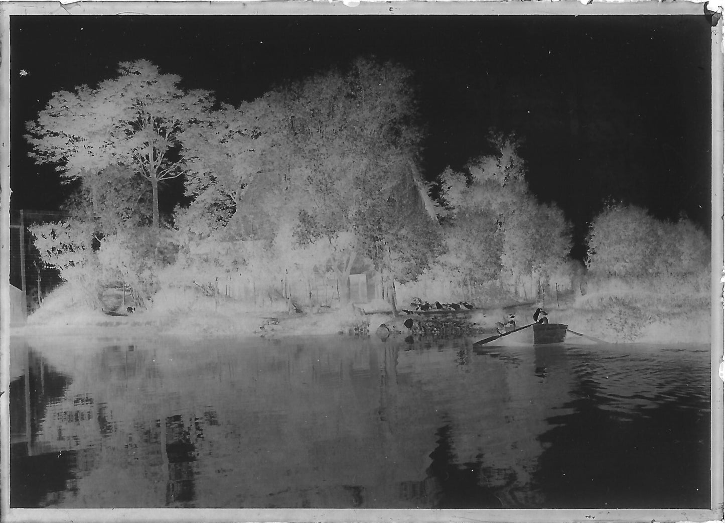 Plaque verre photo ancienne négatif 6x9 cm bateau rivière eau, glass plate