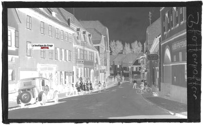 Plaque verre photo ancienne, négatif noir & blanc 9x14 cm, Pfaffenhoffen, France