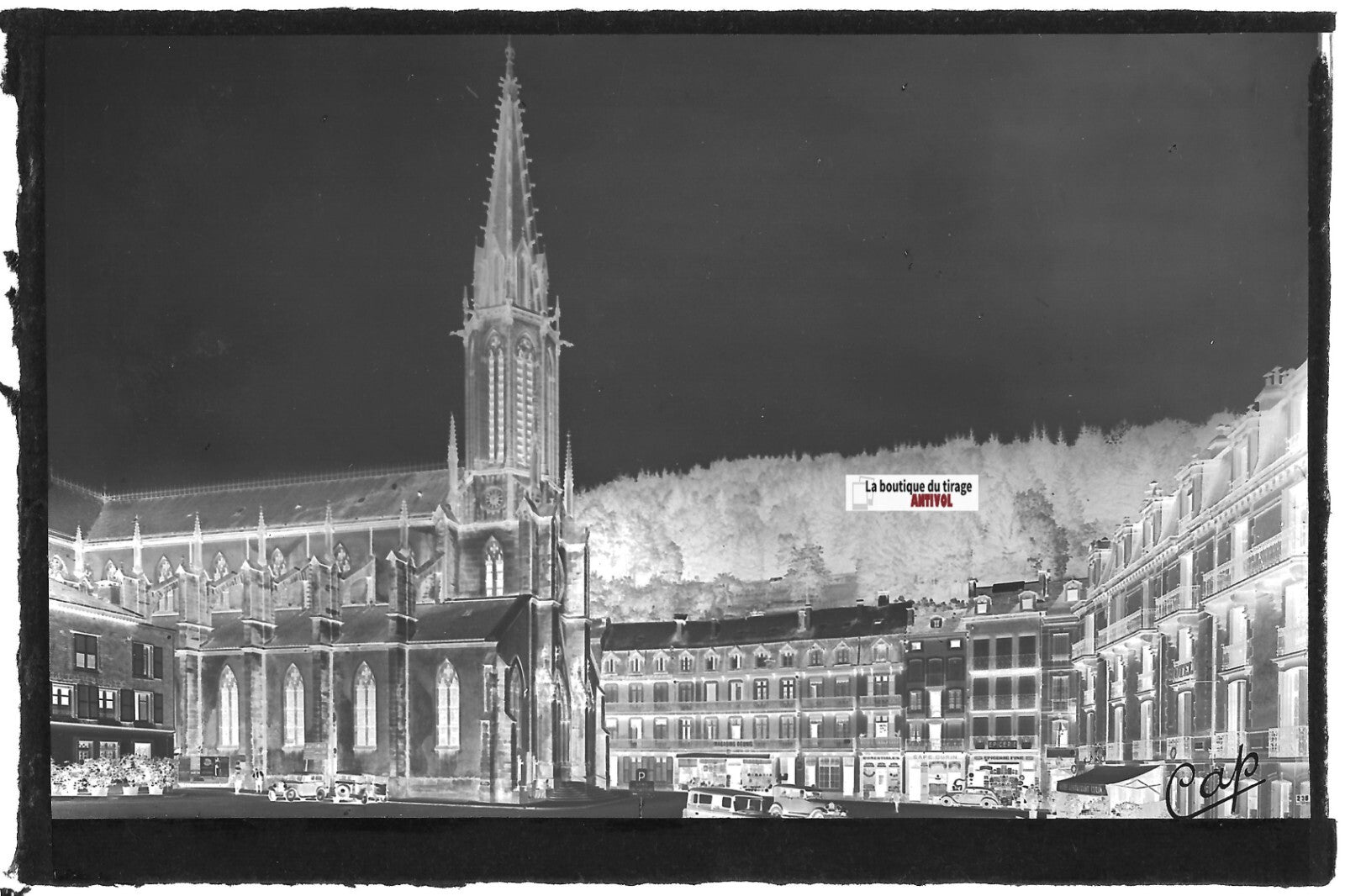 Plaque verre photo, négatif noir & blanc 9x14 cm, Plombières-les-Bains, Vosges