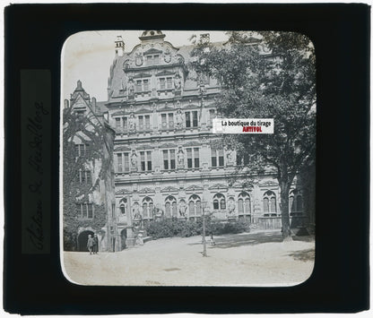 Heidelberg, Allemagne, photo plaque verre, noir & blanc, positif 8,5x10 cm