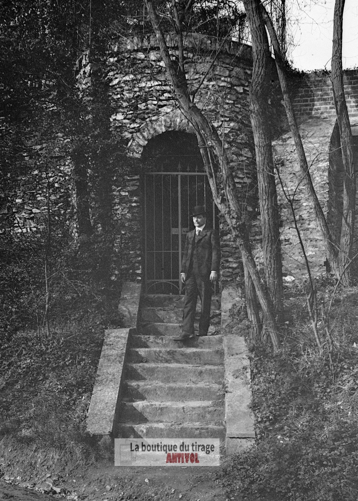 Montmorency, Val-d'Oise, homme, plaque verre, photo ancienne, négatif 9x12 cm