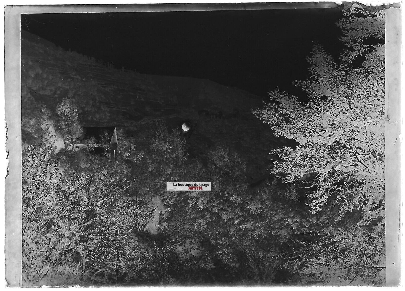 Plaque verre photo ancienne négatif noir et blanc 6x9 cm maison Ariège montagne - La Boutique Du Tirage 