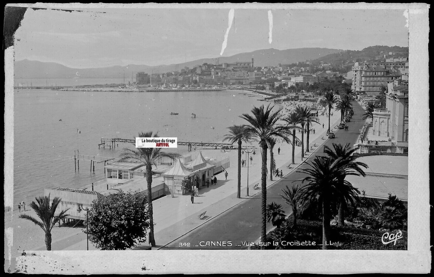 Cannes Croisette, Côte d'Azur, photos plaque de verre, lot de 5 négatifs 9x14 cm