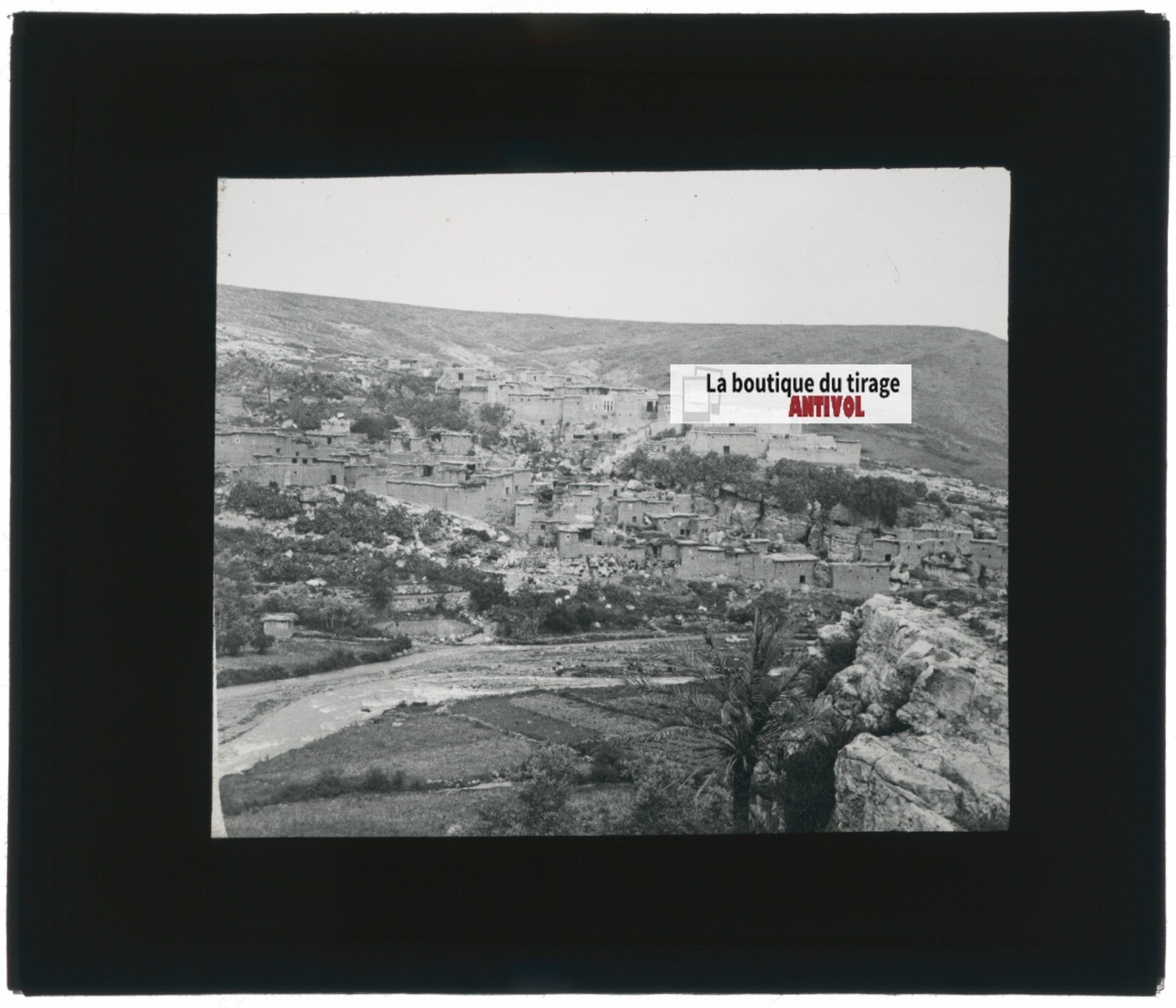 Village, Montagne, Maroc, photo ancienne plaque verre, positif 8,5x10 cm
