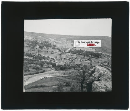 Village, Montagne, Maroc, photo ancienne plaque verre, positif 8,5x10 cm