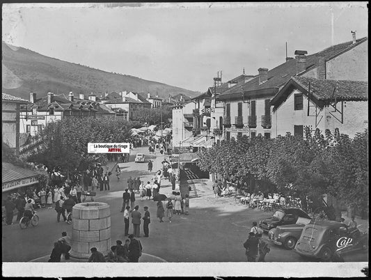 Saint-Jean-Pied-de-Port, Plaque verre photo, négatif noir & blanc 11x15 cm