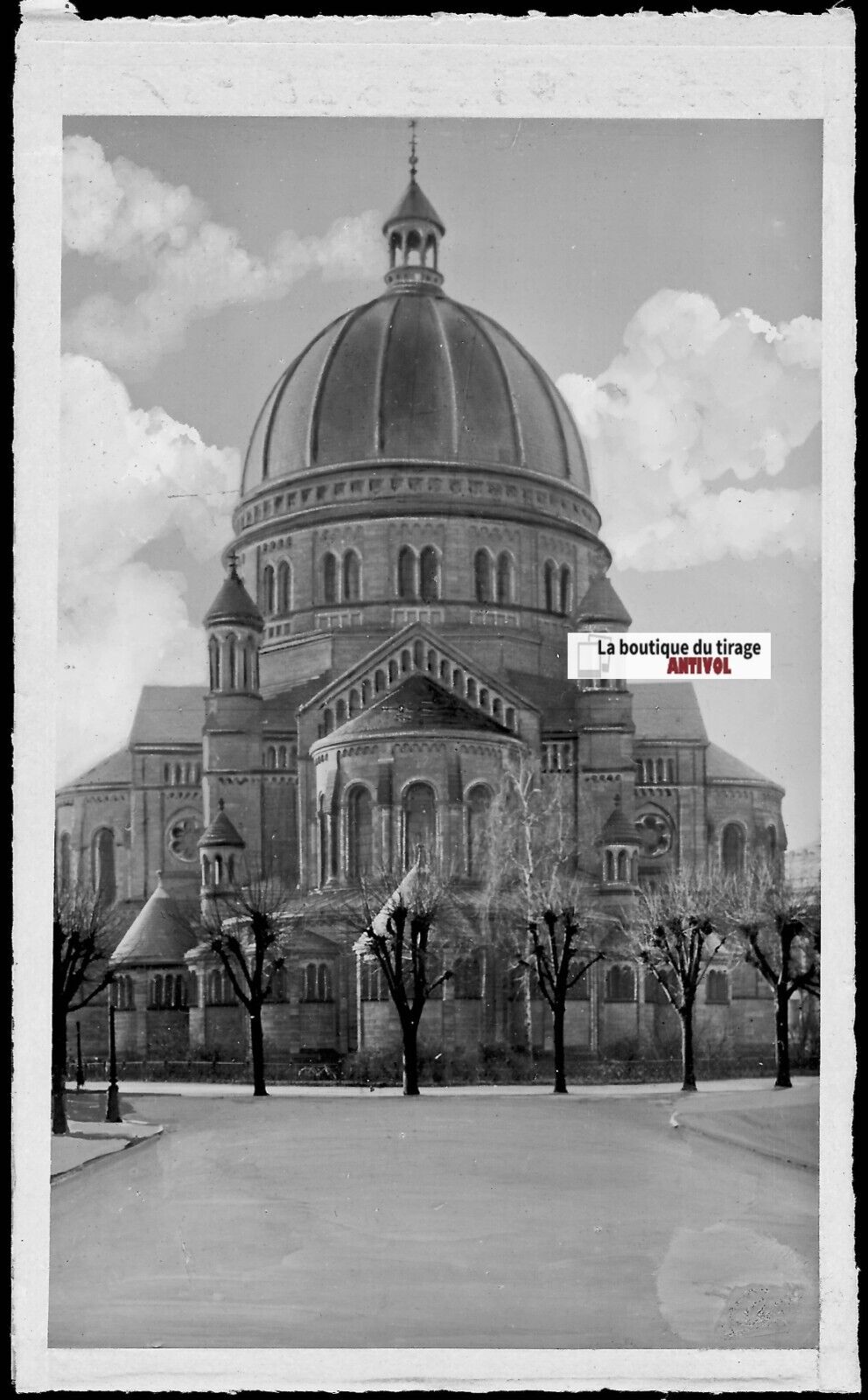 Plaque verre photo négatif noir & blanc 9x14 cm, Strasbourg, Saint-Pierre église