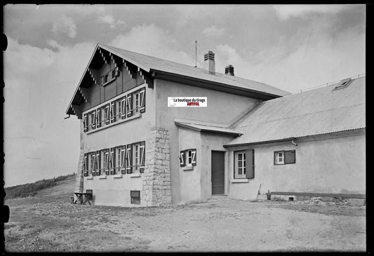 Ferme Schickel, Metzeral, Plaque verre photo, négatif noir & blanc 10x15 cm