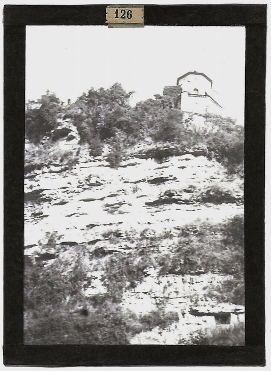 Plaque verre photo ancienne positif noir et blanc 6x9 cm falaise Cévennes 