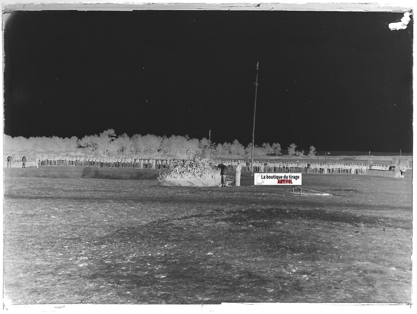 Camp militaire Meucon, Plaque verre photo ancienne, négatif noir & blanc 9x12 cm