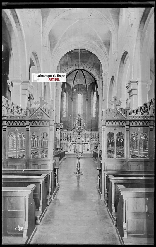 Plaque verre photo, négatif noir & blanc 9x14 cm, Saint-Honorat, église, Cannes